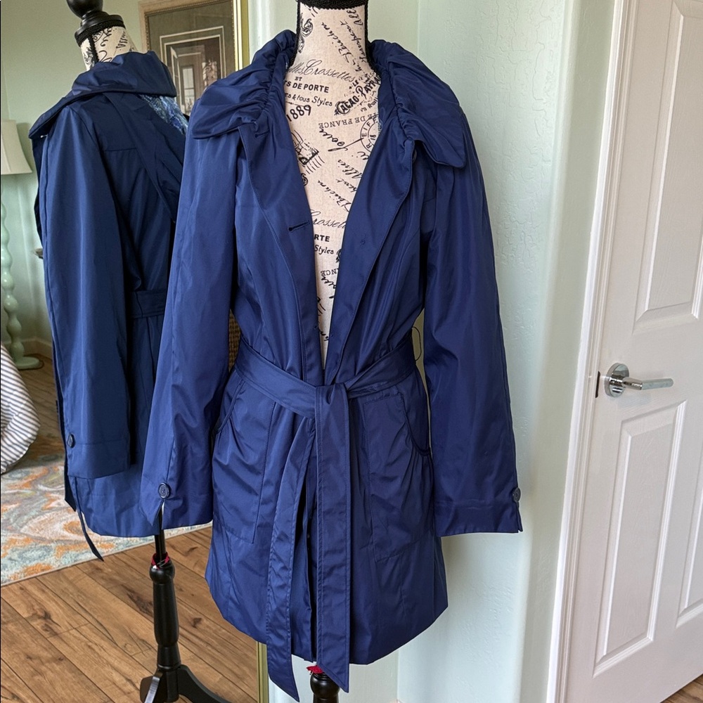 Dennis Basso Navy Trench Coat